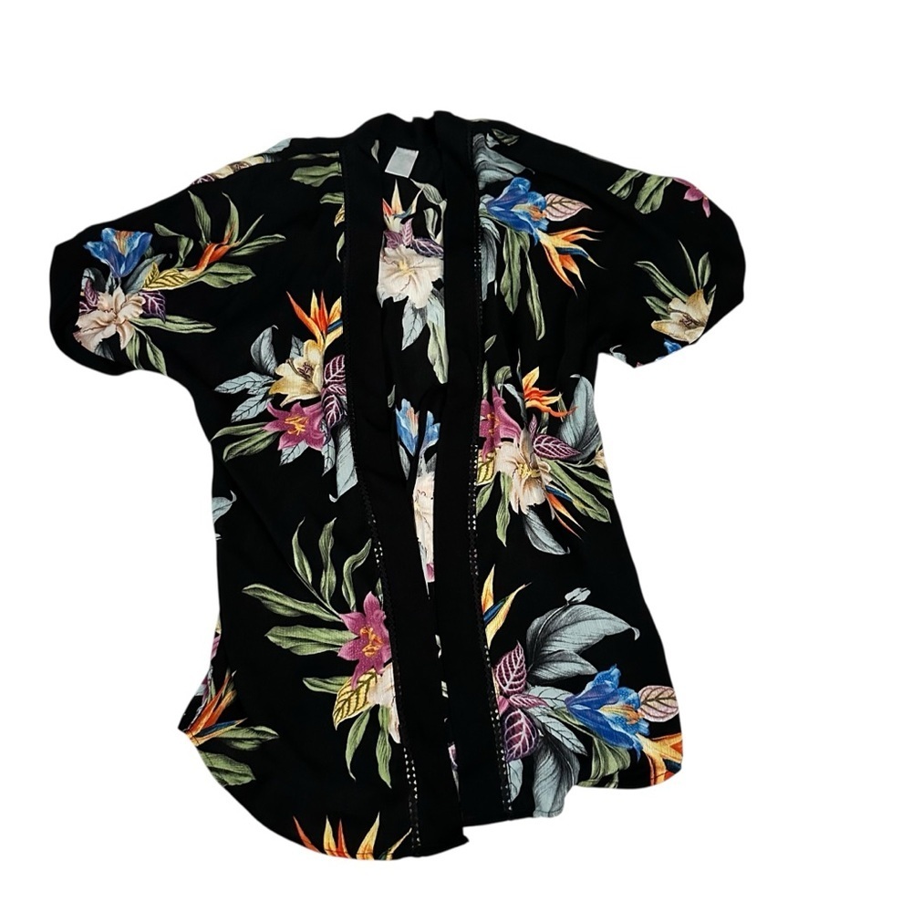 Kona Sol Black Floral Swim Coverup